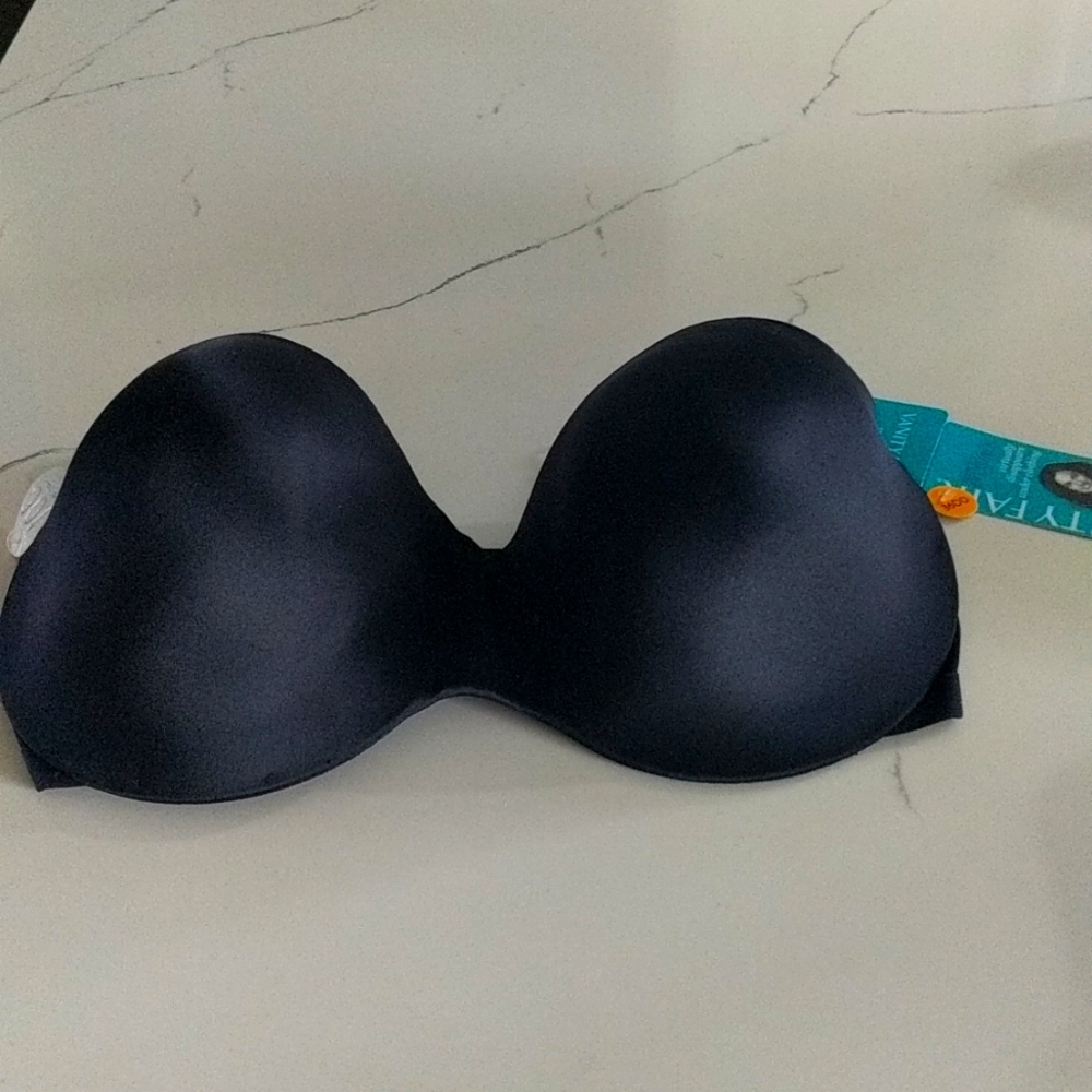 Vanity Fair Nearly Invisible Strapless Bra Midnight Black 36 DD New